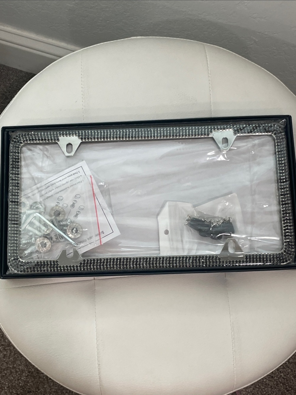 Rhinestone Bling License Plate Frame - Black